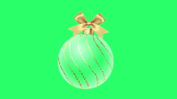 Κινούμενο Λευκό Μπάλα Απομονώσει Πράσινο Φόντο Για Σχεδιασμό Χριστούγεννα Πρότυπο — Αρχείο Βίντεο