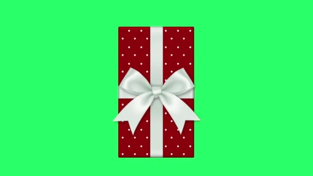 アニメーション赤のGifボックスは デザインのための緑の背景に隔離クリスマスや新年のテンプレート — ストック動画
