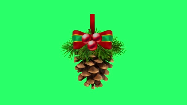 Animación Corona Verde Aislar Sobre Fondo Verde Para Diseño Navidad — Vídeos de Stock