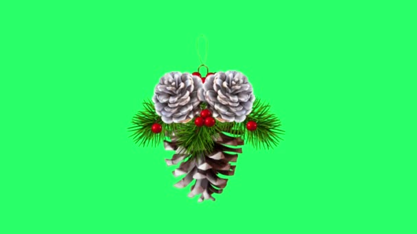 Κινούμενα Σχέδια Πράσινο Στεφάνι Απομονώσει Πράσινο Φόντο Για Σχεδιασμό Χριστούγεννα — Αρχείο Βίντεο