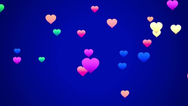 Animation Blue Hearts Shape Floating Blue Background — Video