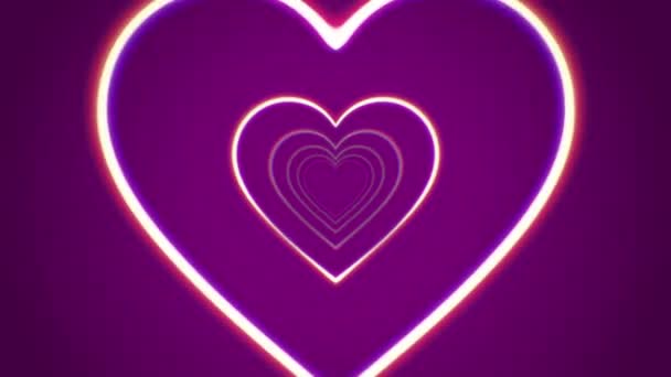 Animatie Roze Harten Vorm Zweven Paarse Achtergrond — Stockvideo