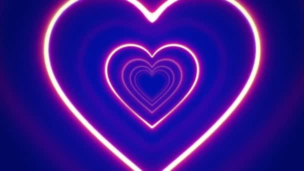 Анімація Рожевих Сердець Плаває Синьому Фоні — стокове відео