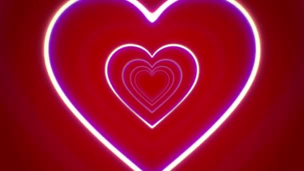Animation Rosa Hjärtan Form Flytande Röd Bakgrund — Stockvideo