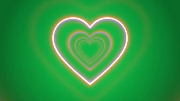 Анімація Рожевих Сердець Плаває Зеленому Фоні — стокове відео