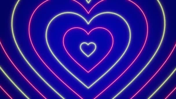 Анімація Рожевих Сердець Плаває Синьому Фоні — стокове відео