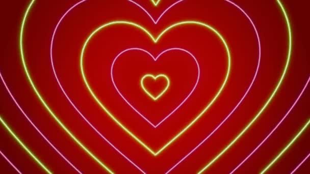 Animace Růžová Srdce Tvar Plovoucí Červeném Pozadí — Stock video