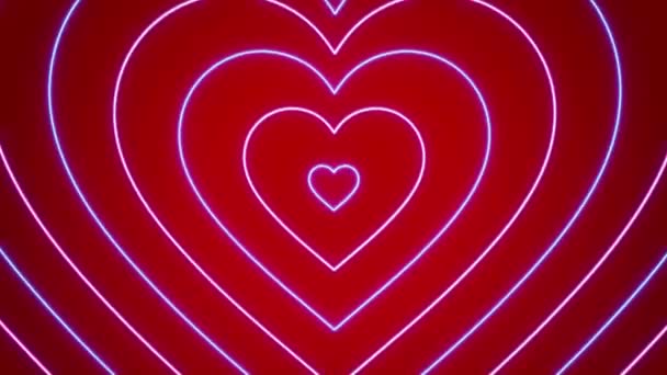 Анімація Рожевих Сердець Плаває Червоному Тлі — стокове відео
