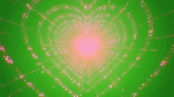 Animation Pink Hearts Shape Floating Green Background — Video
