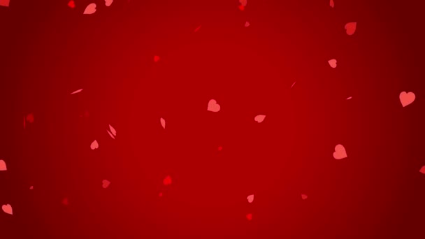 Анімація Червоних Сердець Плаває Червоному Тлі — стокове відео