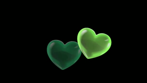 Animation Colorful Heart Shape Floating Isolate Black Background — 비디오