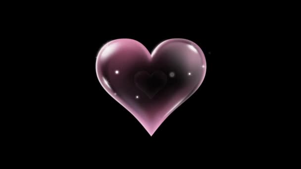 Animation Colorful Heart Shape Floating Isolate Black Background — Vídeos de Stock