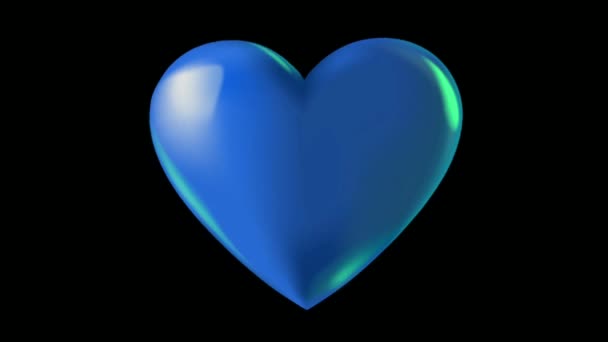 Κινούμενα Σχέδια Πολύχρωμο Σχήμα Καρδιάς Κυμαινόμενο Απομονωμένο Μαύρο Φόντο — Αρχείο Βίντεο