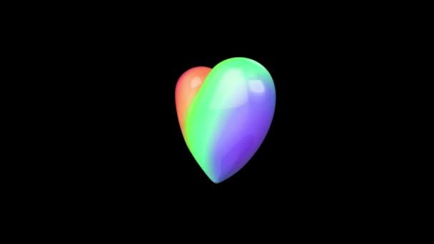 在黑色背景上的动画彩色心形浮动隔离 — 图库视频影像