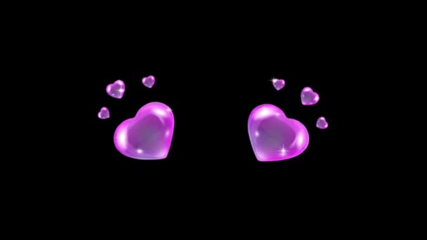 Animação Colorido Coração Forma Flutuante Isolado Fundo Preto — Vídeo de Stock