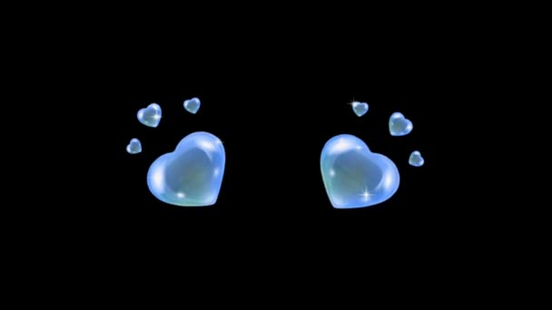 Анімація Барвиста Форма Серця Плаває Ізольовано Чорному Фоні — стокове відео