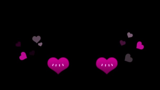 Animation Colorful Heart Shape Floating Isolate Black Background — Stock Video