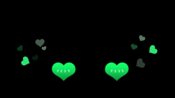 Renkli Animasyon Kalp Şekli Siyah Arkaplanda Yüzüyor — Stok video