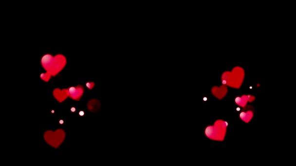 Animatie Kleurrijke Hartvorm Drijvend Isoleren Zwarte Achtergrond — Stockvideo