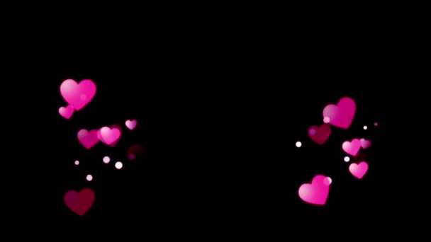 Animação Colorido Coração Forma Flutuante Isolado Fundo Preto — Vídeo de Stock