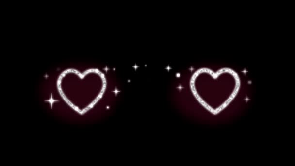 Animation Colorful Heart Shape Floating Isolate Black Background — Video