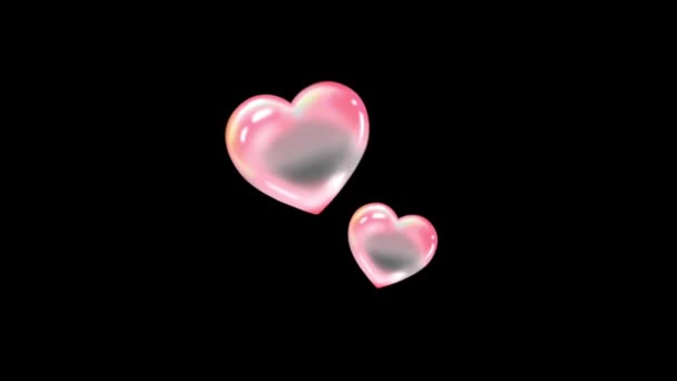 Анимация Красочная Форма Сердца Плавающие Изолировать Черном Фоне — стоковое видео