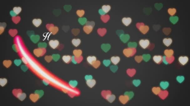 Animatie Witte Tekst Happy Valentines Dag Rode Hartvorm Met Zwarte — Stockvideo