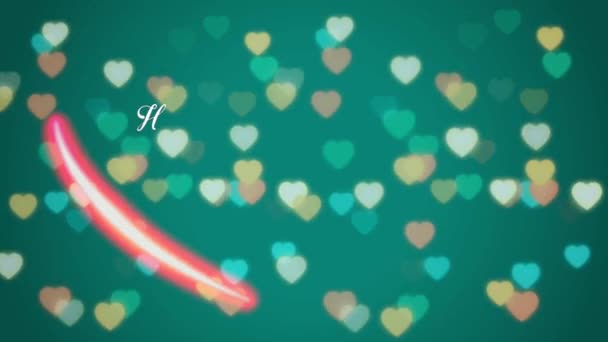 情人节快乐 心形红心 绿色背景 — 图库视频影像