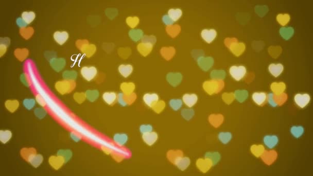 Animation White Text Happy Valentines Day Red Heart Shape Orange — Vídeos de Stock