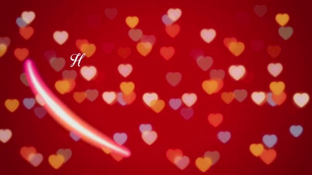 Animation White Text Happy Valentines Day Red Heart Shape Red — 비디오