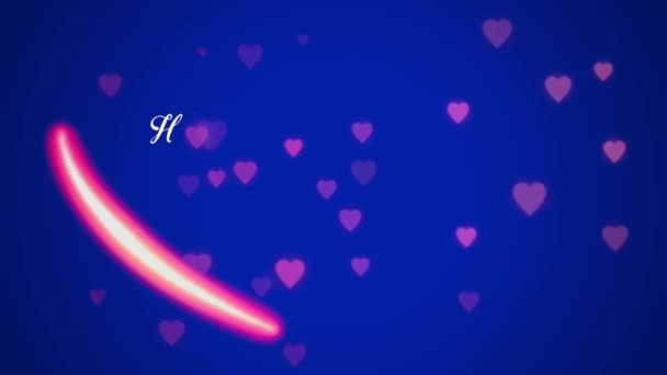 Animation White Text Happy Valentines Day Red Heart Shape Blue — 비디오