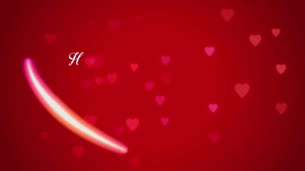 Animation Weißer Text Happy Valentines Day Roter Herzform Mit Rotem — Stockvideo