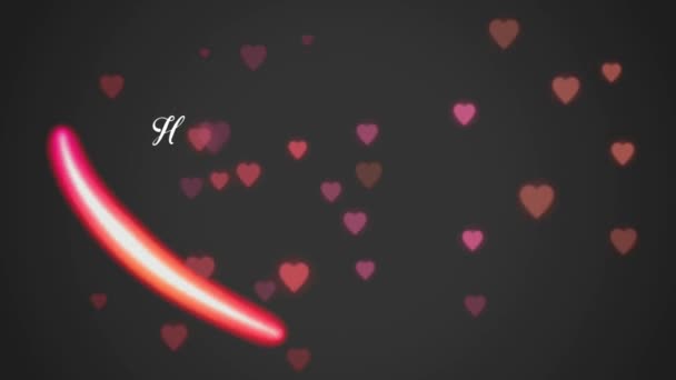 Animation White Text Happy Valentines Day Red Heart Shape Black — 비디오