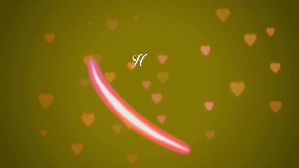 Animace Bílý Text Šťastný Valentýn Červeném Tvaru Srdce Oranžovým Pozadím — Stock video