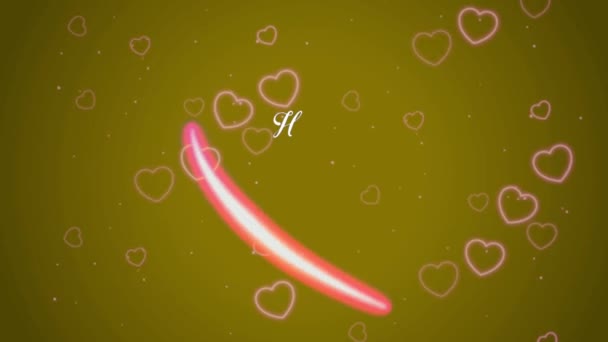 Animation White Text Happy Valentines Day Red Heart Shape Orang — Vídeo de stock