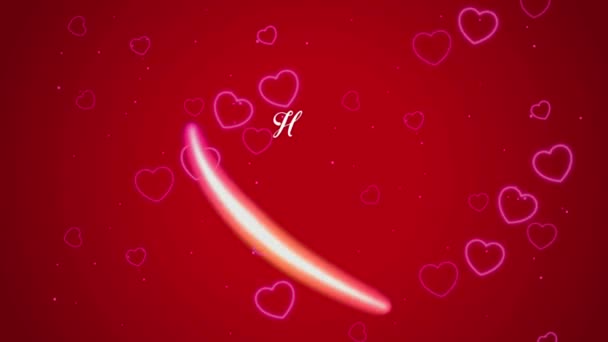Animation White Text Happy Valentines Day Red Heart Shape Red — Video