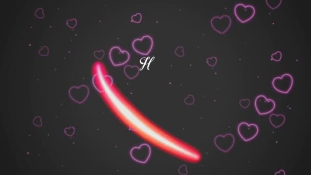 Animation Weißer Text Happy Valentines Day Roter Herzform Mit Schwarzem — Stockvideo