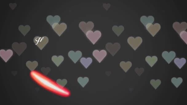 Animace Bílý Text Šťastný Valentýn Červeném Tvaru Srdce Černým Pozadím — Stock video