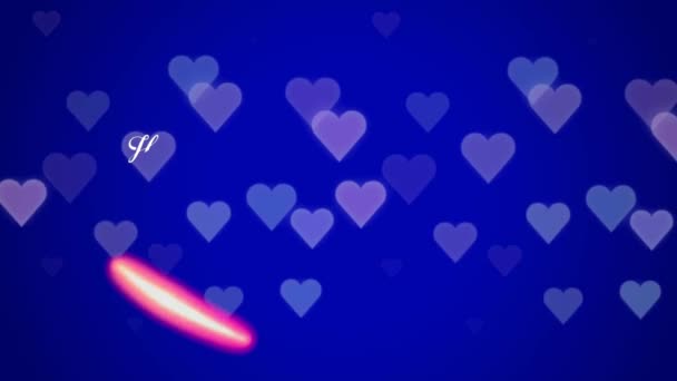 Animatie Witte Tekst Happy Valentines Dag Rode Hartvorm Met Blauwe — Stockvideo