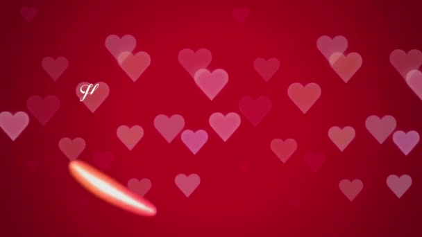 Animação Texto Branco Feliz Dia Dos Namorados Forma Coração Vermelho — Vídeo de Stock