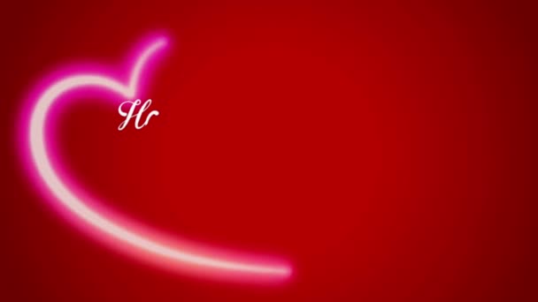 Animatie Witte Tekst Happy Valentines Dag Rode Hartvorm Met Rode — Stockvideo