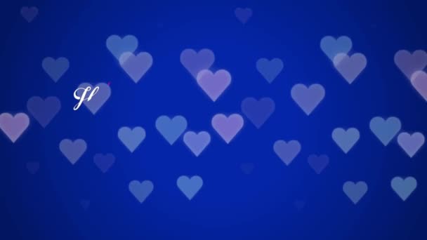 Animation Weißer Text Happy Valentines Day Roter Herzform Mit Blauem — Stockvideo