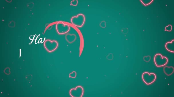 Анімація Білий Текст Щасливий День Святого Валентина Формі Червоного Серця — стокове відео