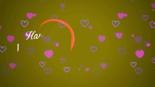 Animation White Text Happy Valentines Day Red Heart Shape Orange — Vídeo de stock