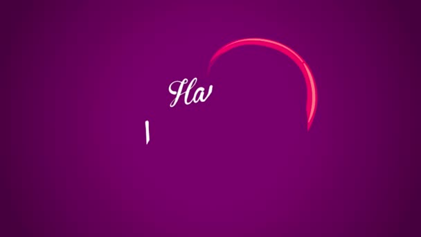 Animation White Text Happy Valentines Day Red Heart Shape Purple — Video