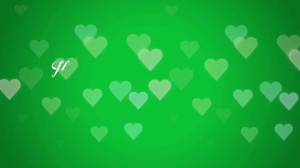 情人节快乐 心形红心 绿色背景 — 图库视频影像