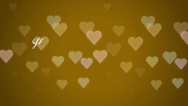 Animacja Biały Tekst Szczęśliwe Walentynki Kształcie Czerwonego Serca Pomarańczowym Tle — Wideo stockowe
