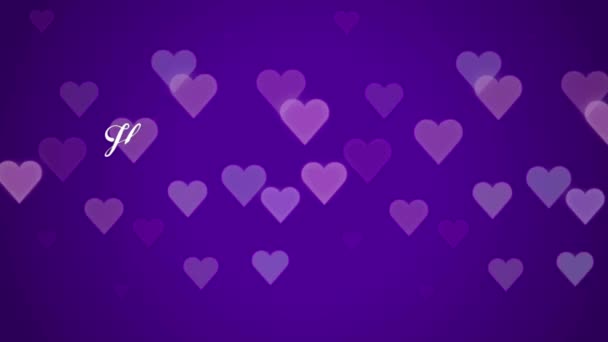 Animatie Witte Tekst Happy Valentijnsdag Rode Hartvorm Met Paarse Achtergrond — Stockvideo