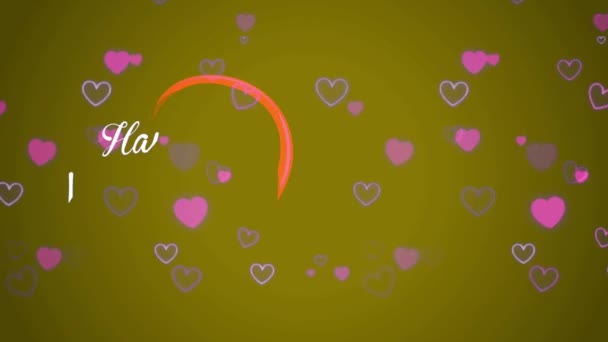 Animation White Text Happy Valentines Day Red Heart Shape Orange — Vídeo de stock