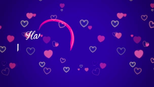 Animation Vit Text Glad Alla Hjärtans Dag Röd Hjärtform Med — Stockvideo